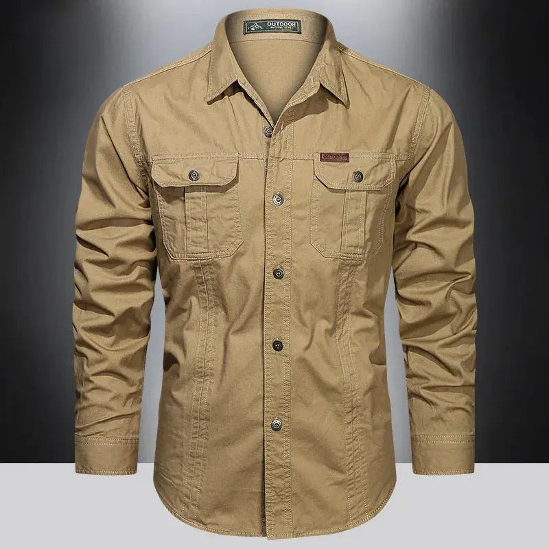 Spring Shirts Men Long Sleeve Casual Cotton Shirt High Quality Camisa Militar Overshirt Brand Clothing Black Blouses 5XL FashionMojos.com