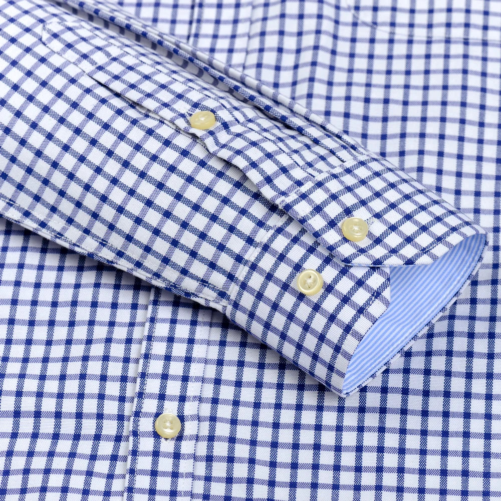 Men's Long Sleeve Oxford Plaid Striped Work Casual Shirt with Pocket, Spring Autumn Cotton Blend Regular-fit Button-down Shirts