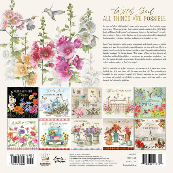2026 With God all Things are Possible Calendar (Ships Sept 15, 2025)