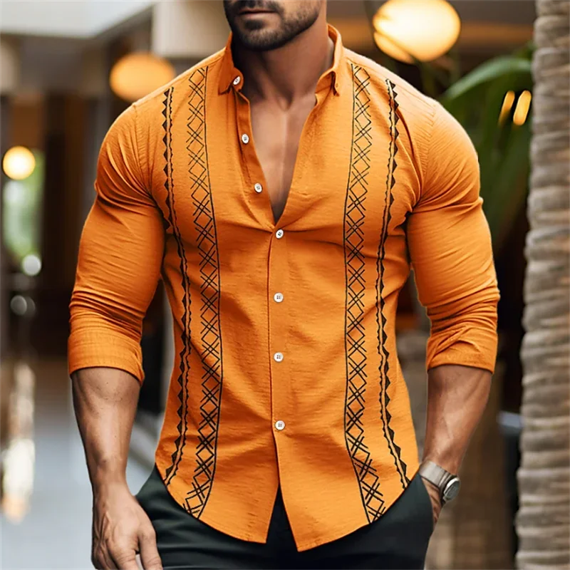 Men Lapel Shirt Button Luxury Party Casual Party Tiger Eagle HD Pattern Plaid Stripe Fashion Sports Comfortable Soft New S-6XL