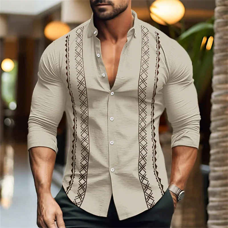 Men Lapel Shirt Button Luxury Party Casual Party Tiger Eagle HD Pattern Plaid Stripe Fashion Sports Comfortable Soft New S-6XL