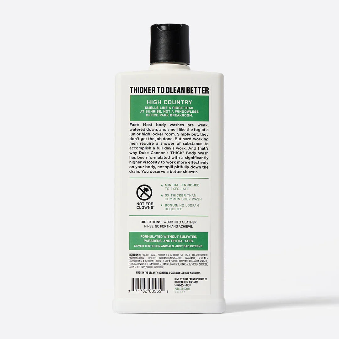 High Country Thick Body Wash | Duke Cannon Rust & Cinder