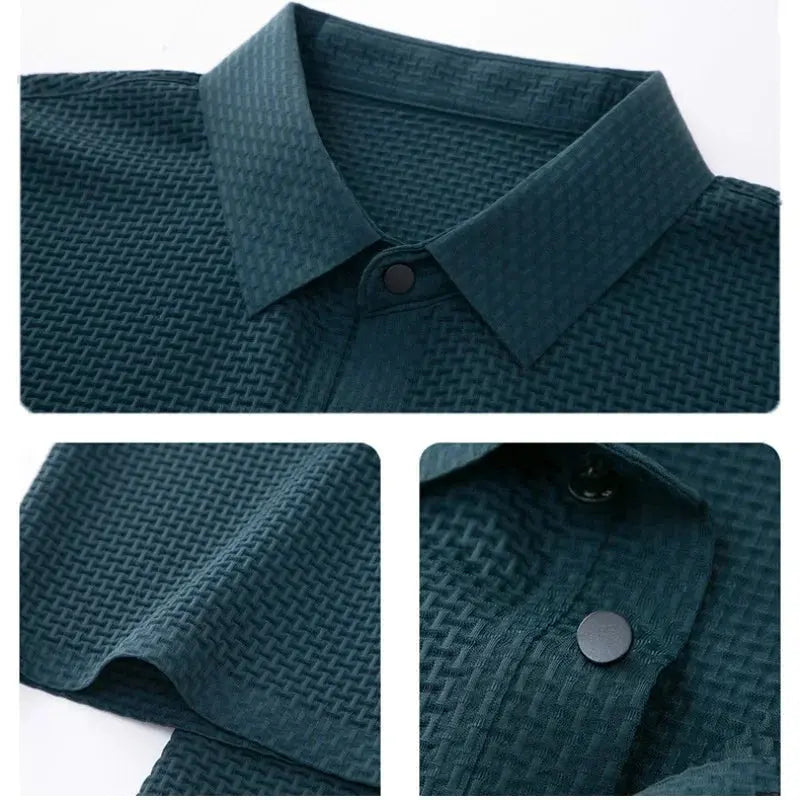 Summer New Men's Short Sleeve T-shirt Cool and Breathable POLO Shirt Business Casual Sweat-absorbing Top FashionMojos.com