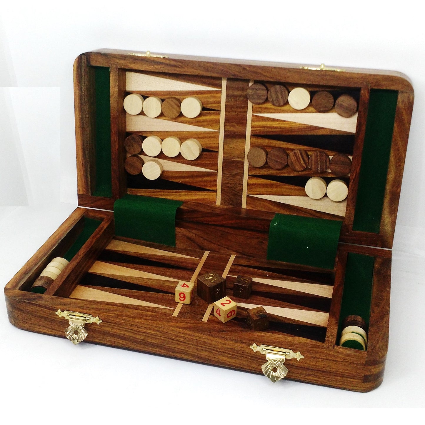 2 in 1 Magnetic Travel Chess & Backgammon set in Golden Rosewood - 10 inches Royal Chess Mall