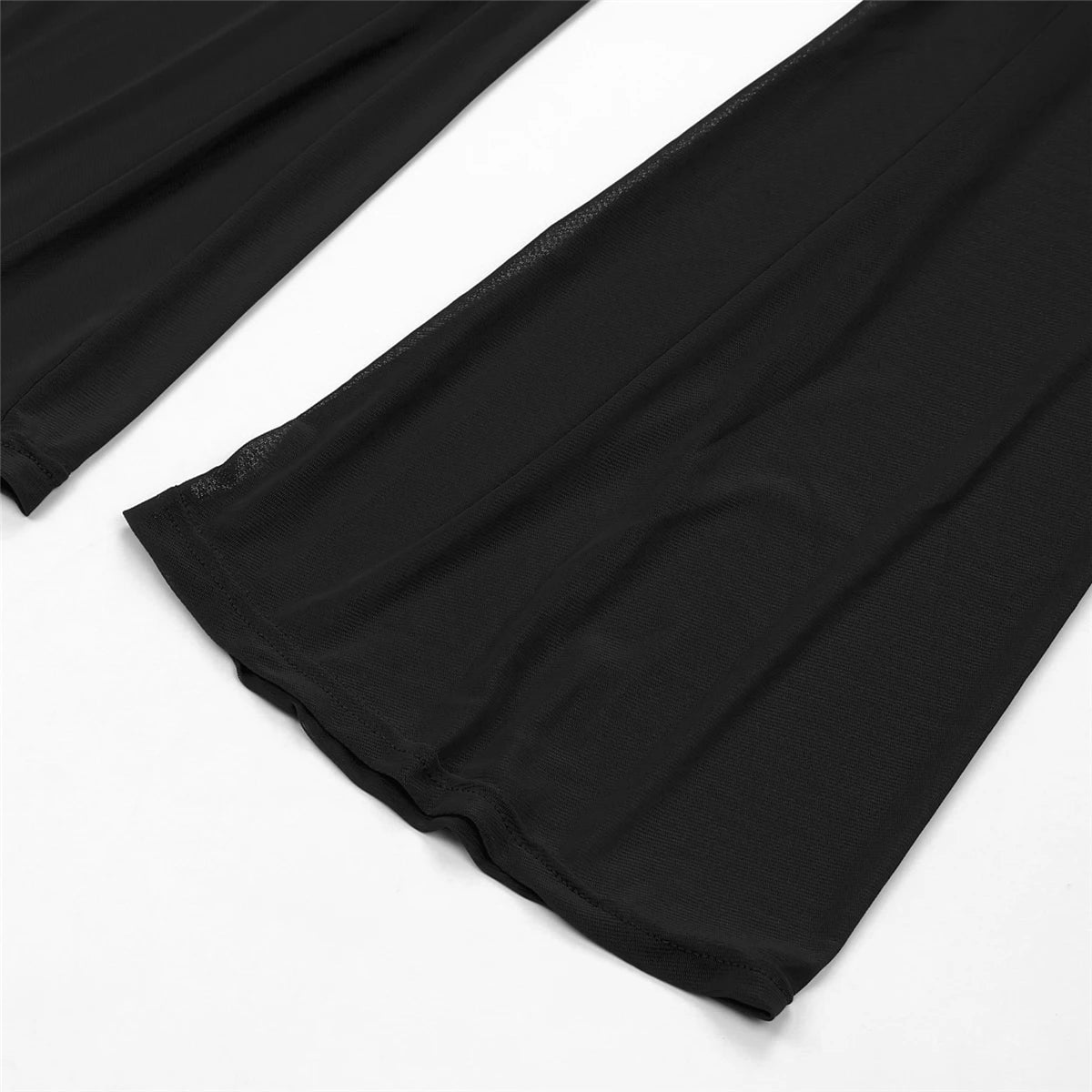 Women Mesh Sheer Pants See Through Bikini Cover Up Mesh Ruffle Bottoms Loose Long Beach Trousers Beachwear Swimwear