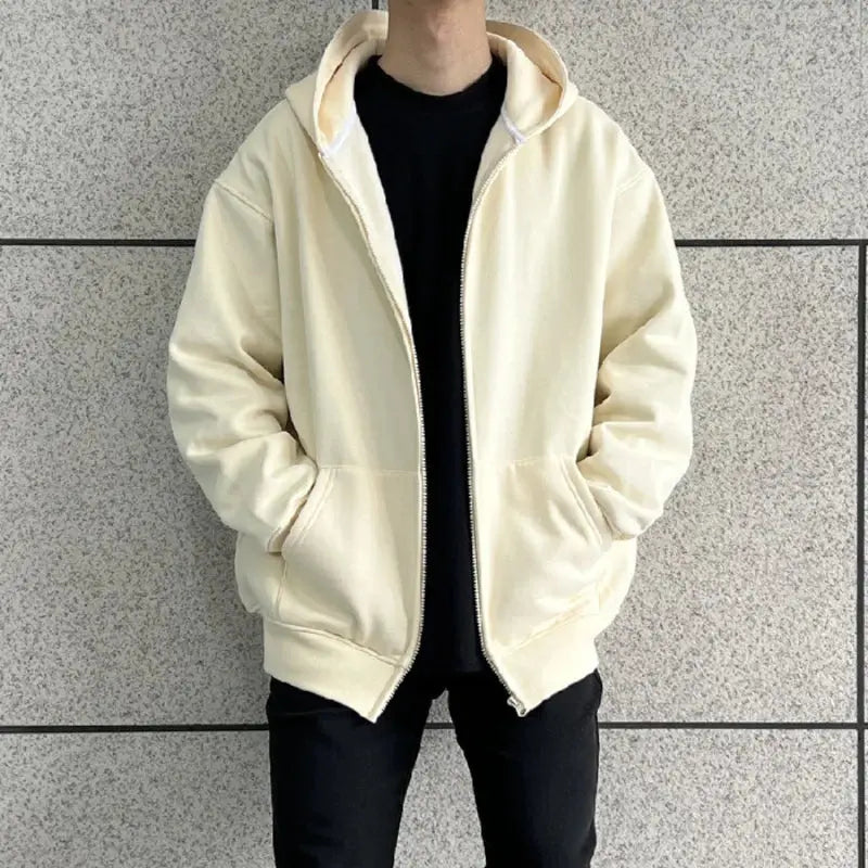 Men's cardigan black hoodie autumn edition Korean versatile casual hooded clothes loose student sports jacket FashionMojos.com