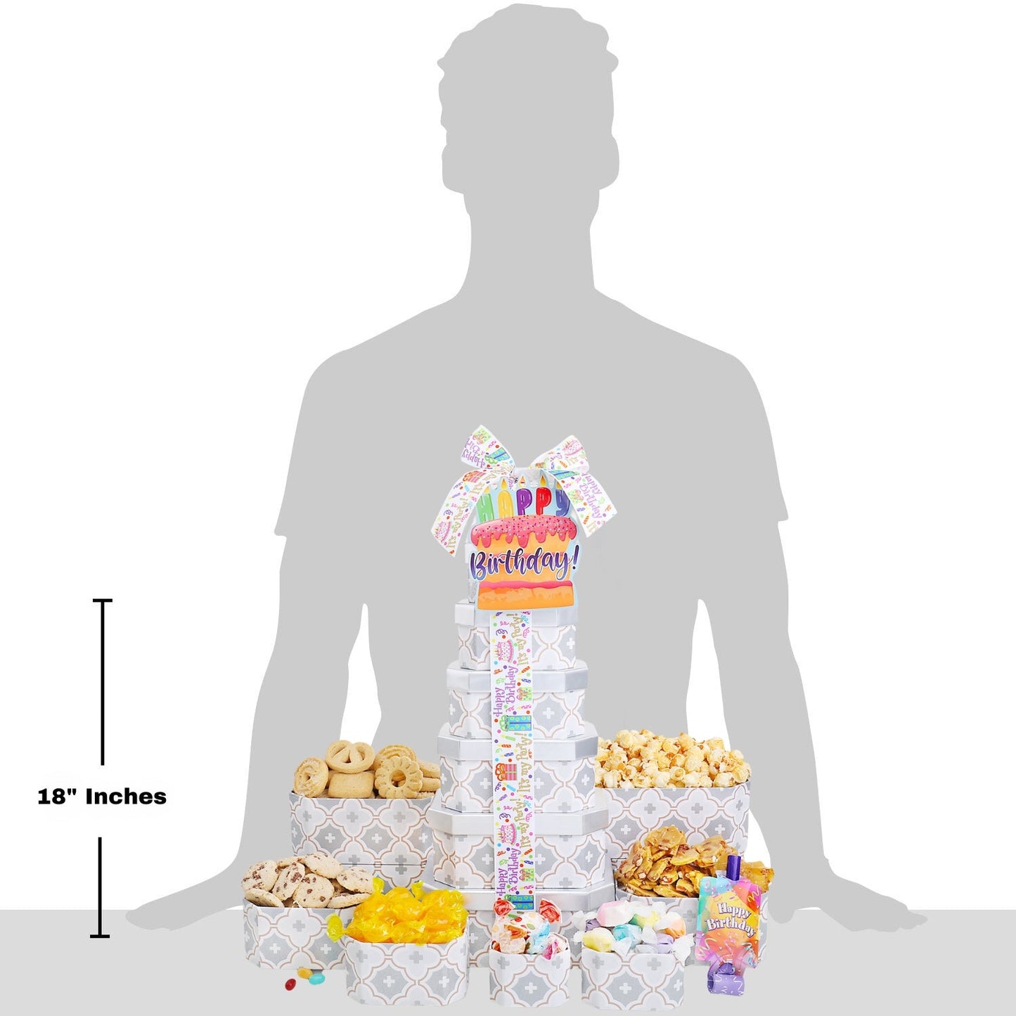 Happy Birthday Gift Tower of Treats Alder Creek Gift Baskets
