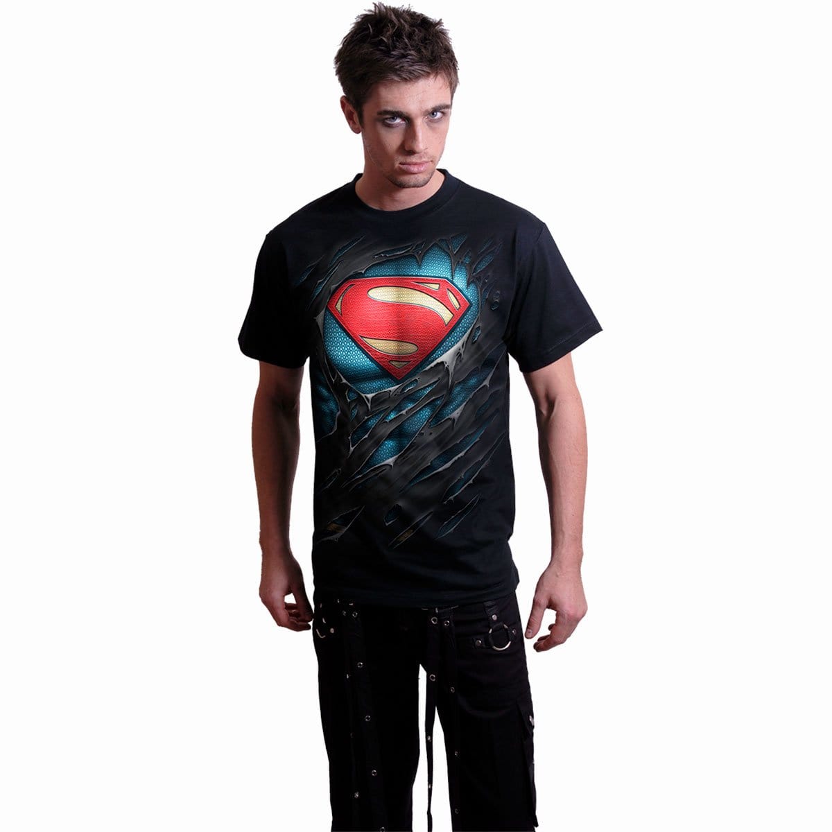 SUPERMAN - RIPPED - T-Shirt Black Spiral USA