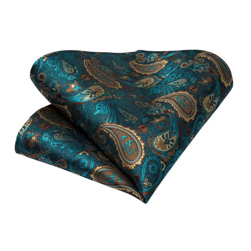 Hi-Tie Luxury Gift Box Classic Paisley Teal Green NeckTie
