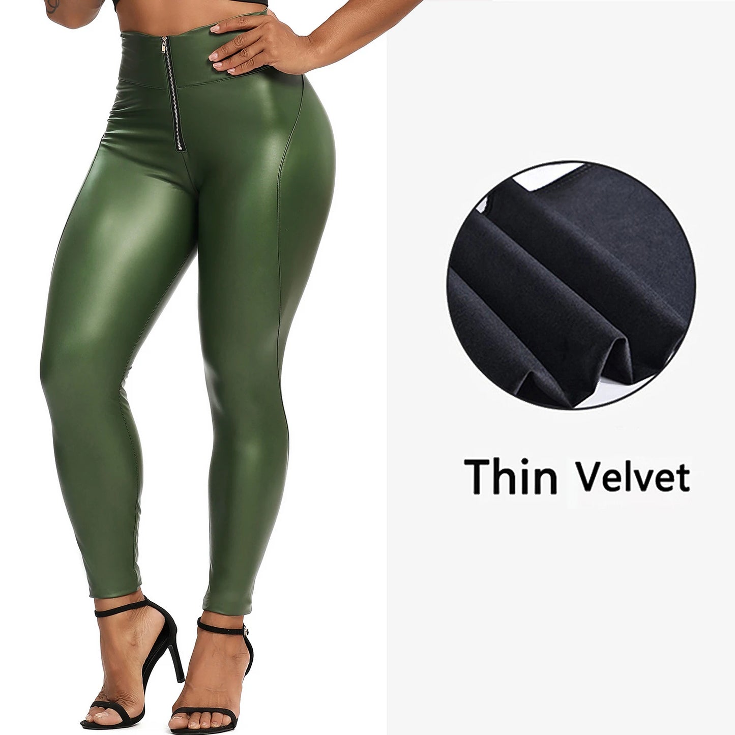 High Waist Zipper Pu Leggings For Women Black Push Up Leggins Lady Sexy Booty Stretch Slim Sport Pants Pu Leather Legging Female