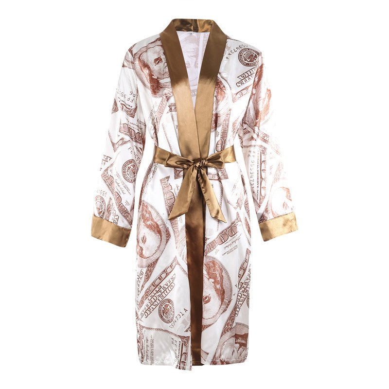 Aesthetic Cardigan Long Sleeve Midi Bandage Dress Money Pajamas Fall Clothes for Women Fashion Sexy Lounge Wear