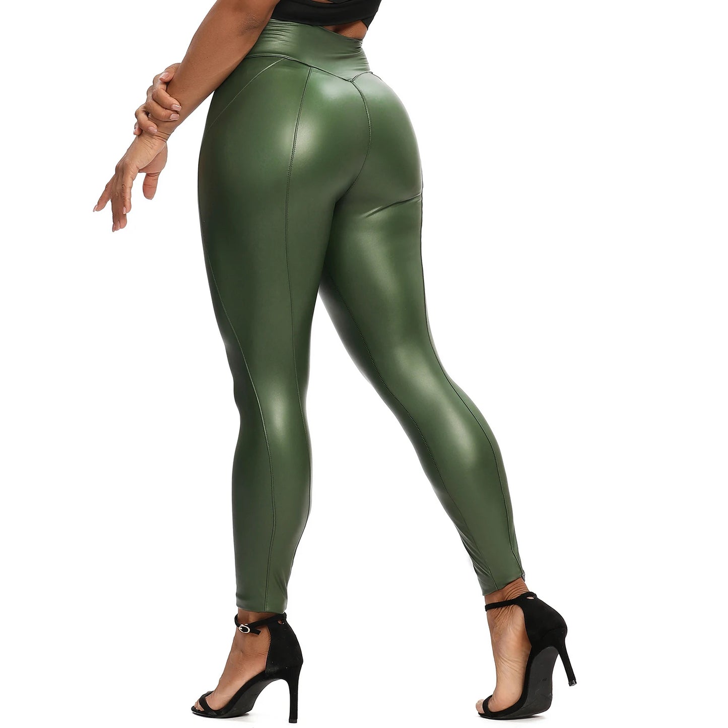High Waist Zipper Pu Leggings For Women Black Push Up Leggins Lady Sexy Booty Stretch Slim Sport Pants Pu Leather Legging Female