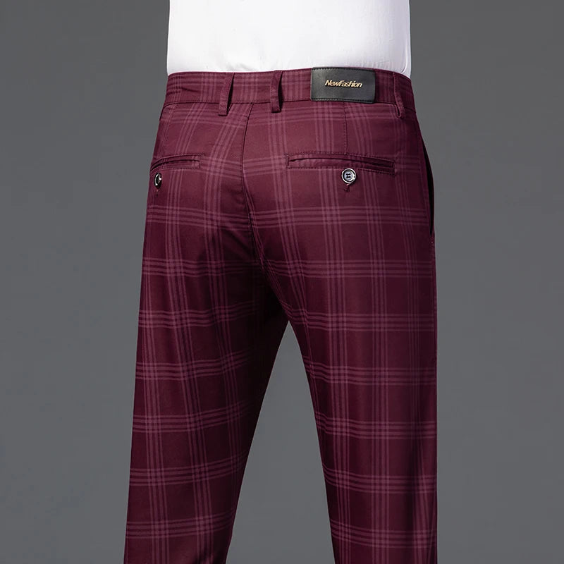 7 Models Spring New Men's Plaid Casual Pants Business Fashion Slim Stretch Male Skinny Trousers Brand Clothes 7 Color