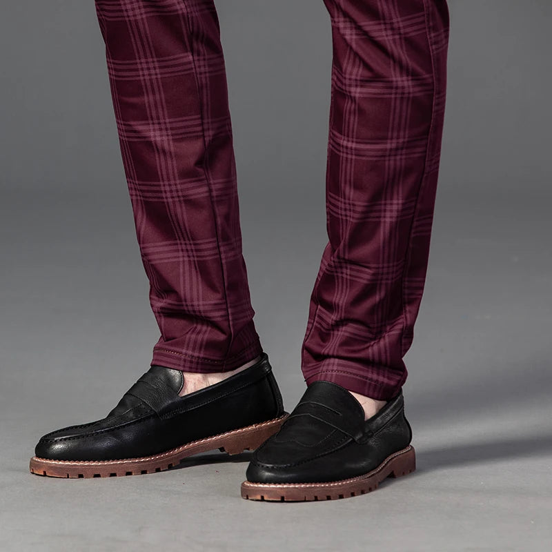 7 Models Spring New Men's Plaid Casual Pants Business Fashion Slim Stretch Male Skinny Trousers Brand Clothes 7 Color