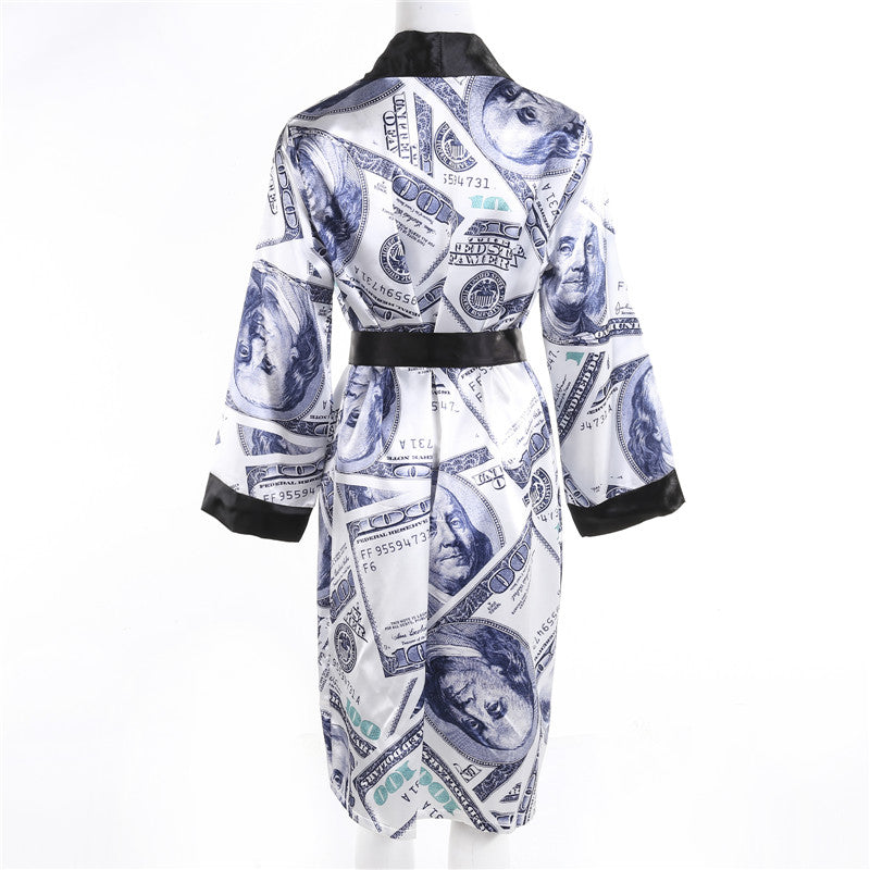 Aesthetic Cardigan Long Sleeve Midi Bandage Dress Money Pajamas Fall Clothes for Women Fashion Sexy Lounge Wear