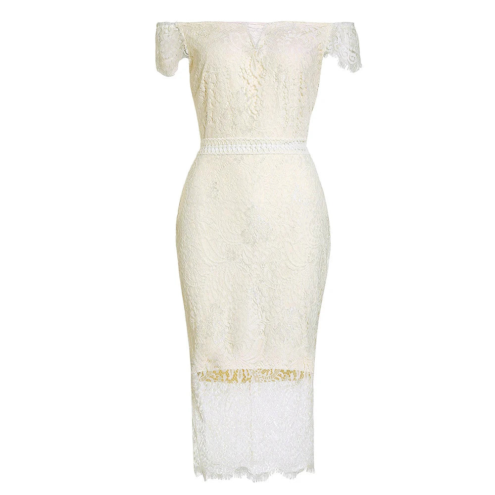 Elegant Lace Evening Wedding Party Dress for Women