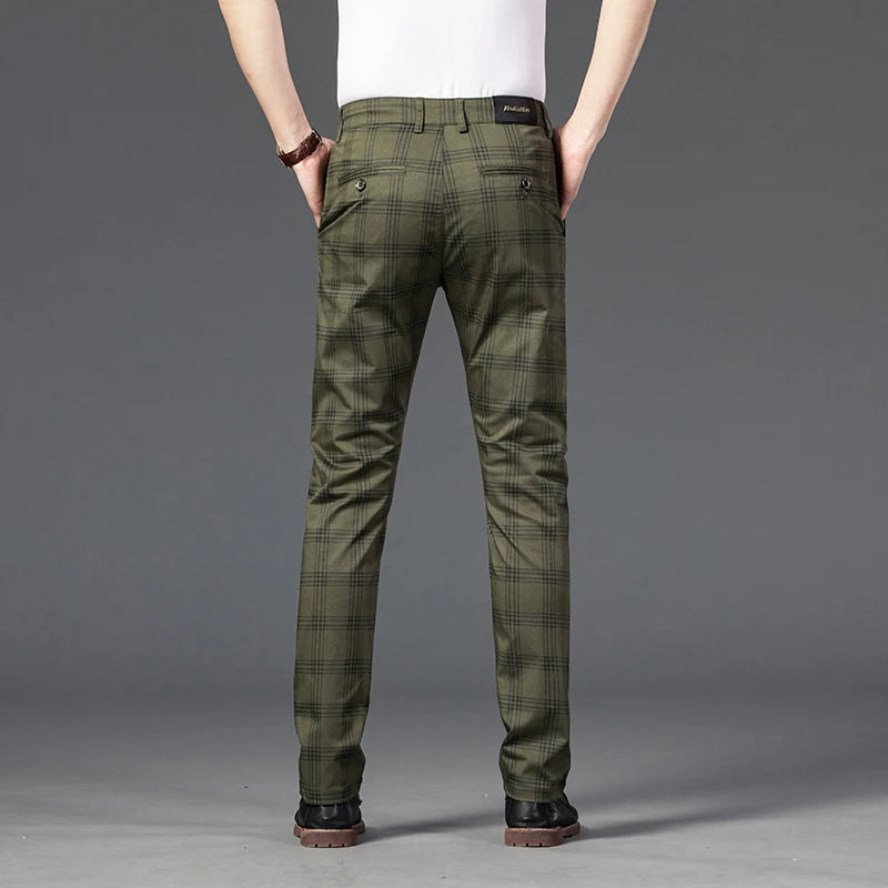 7 Models Spring New Men's Plaid Casual Pants Business Fashion Slim Stretch Male Skinny Trousers Brand Clothes 7 Color