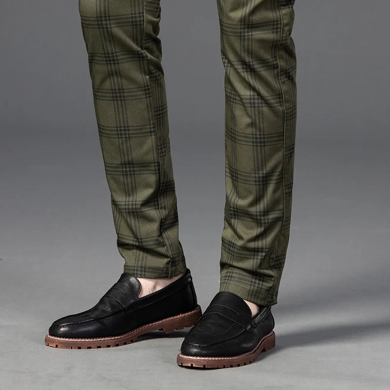 7 Models Spring New Men's Plaid Casual Pants Business Fashion Slim Stretch Male Skinny Trousers Brand Clothes 7 Color