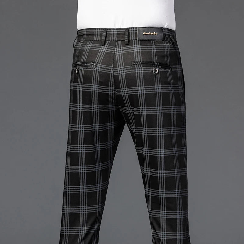 7 Models Spring New Men's Plaid Casual Pants Business Fashion Slim Stretch Male Skinny Trousers Brand Clothes 7 Color