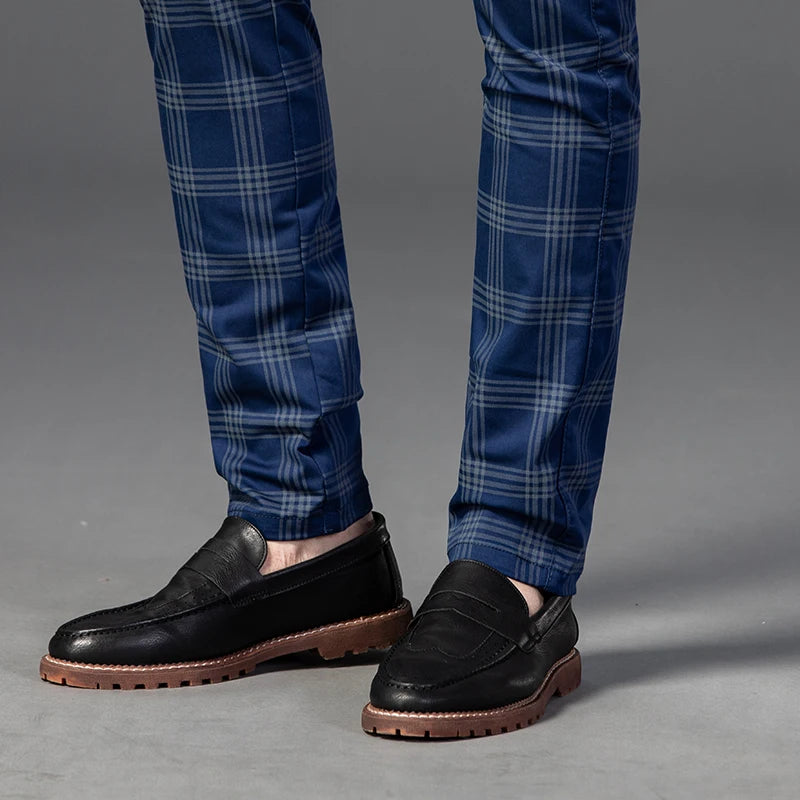 7 Models Spring New Men's Plaid Casual Pants Business Fashion Slim Stretch Male Skinny Trousers Brand Clothes 7 Color