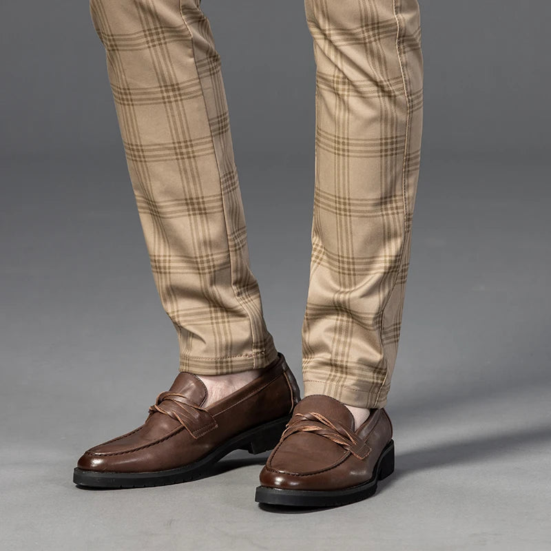 7 Models Spring New Men's Plaid Casual Pants Business Fashion Slim Stretch Male Skinny Trousers Brand Clothes 7 Color