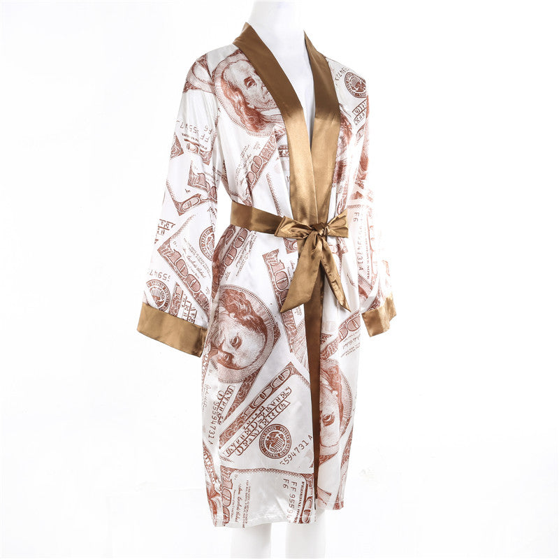 Aesthetic Cardigan Long Sleeve Midi Bandage Dress Money Pajamas Fall Clothes for Women Fashion Sexy Lounge Wear