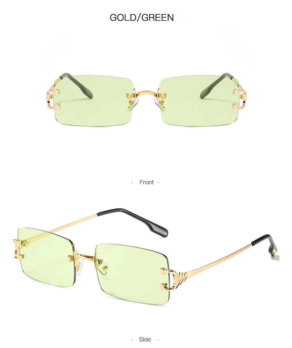 MUSELIFE Narrow Sunglasses Men Rimless Summer Red Blue Black Rectangular Sun Glasses For Women Small Face Hot Selling