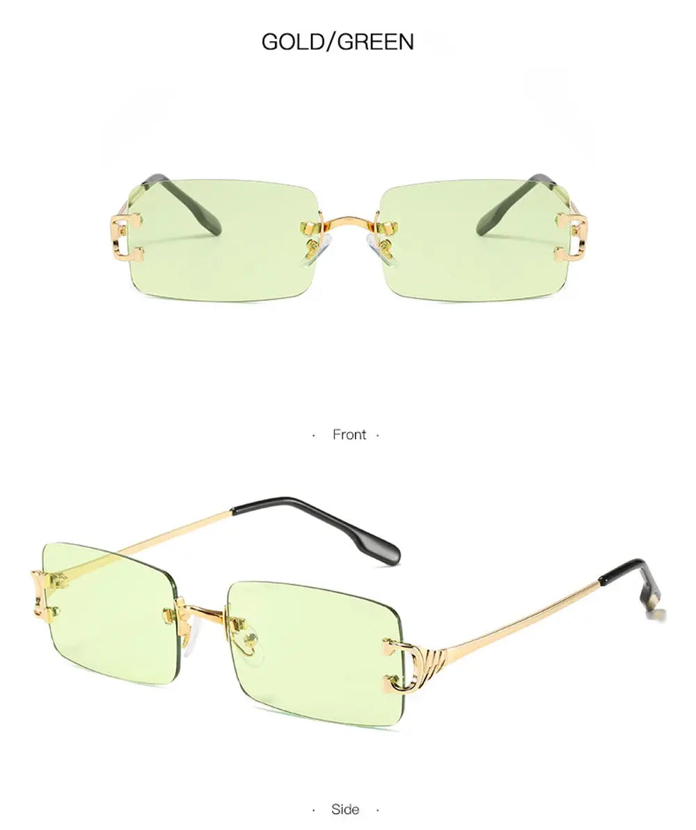 MUSELIFE Narrow Sunglasses Men Rimless Summer Red Blue Black Rectangular Sun Glasses For Women Small Face Hot Selling FashionMojos.com