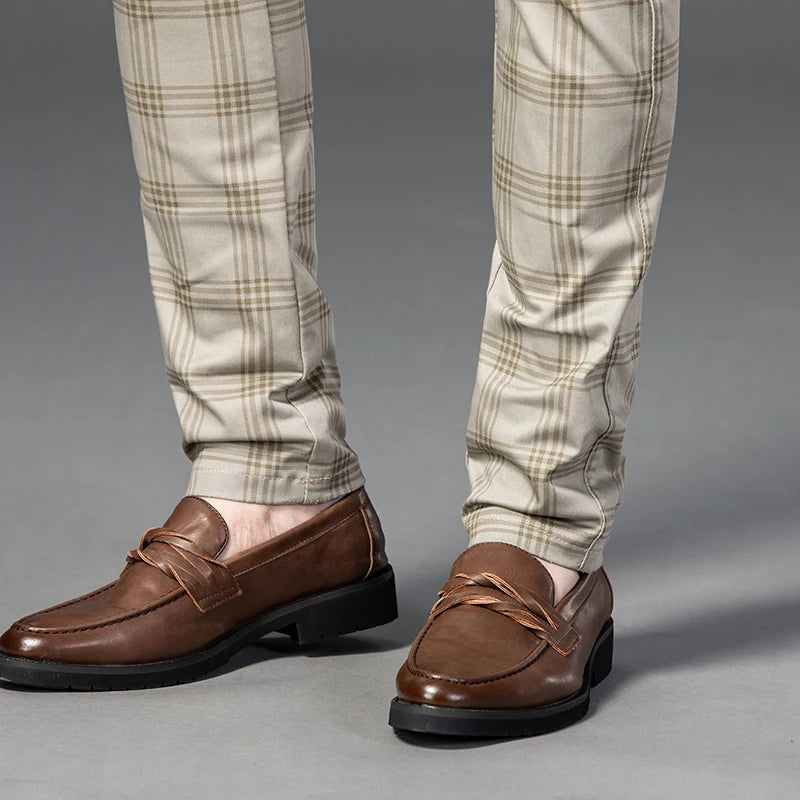 7 Models Spring New Men's Plaid Casual Pants Business Fashion Slim Stretch Male Skinny Trousers Brand Clothes 7 Color