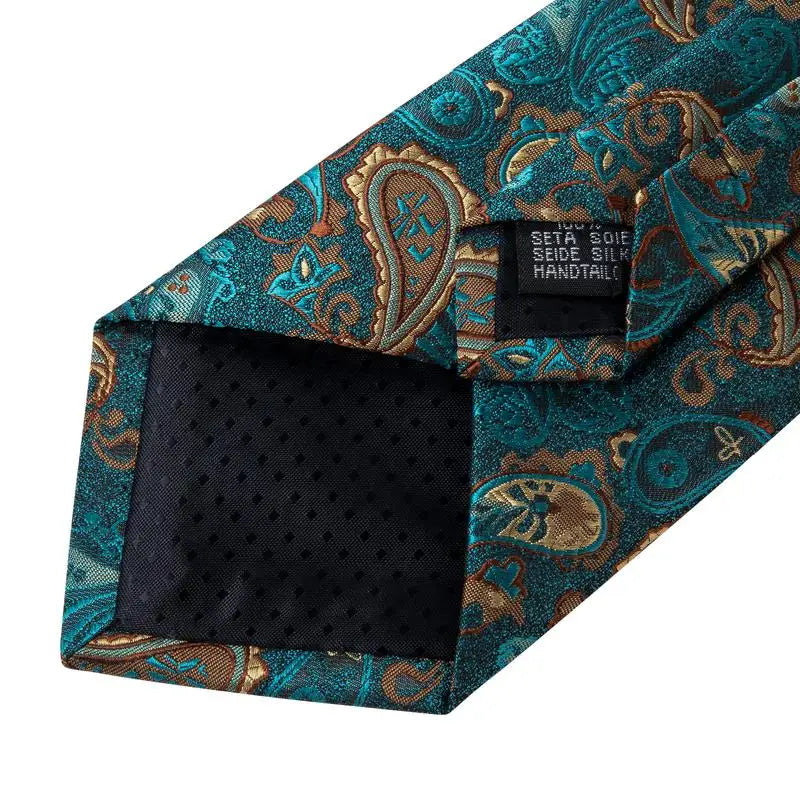 Hi-Tie Luxury Gift Box Classic Paisley Teal Green NeckTie