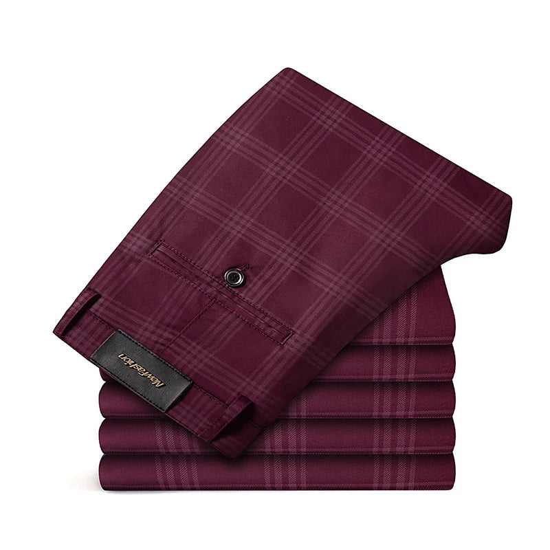 7 Models Spring New Men's Plaid Casual Pants Business Fashion Slim Stretch Male Skinny Trousers Brand Clothes 7 Color