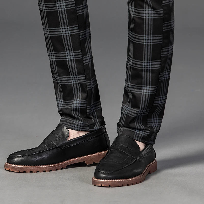 7 Models Spring New Men's Plaid Casual Pants Business Fashion Slim Stretch Male Skinny Trousers Brand Clothes 7 Color