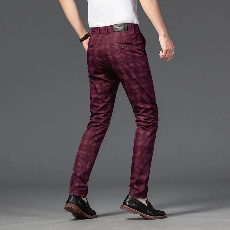 7 Models Spring New Men's Plaid Casual Pants Business Fashion Slim Stretch Male Skinny Trousers Brand Clothes 7 Color