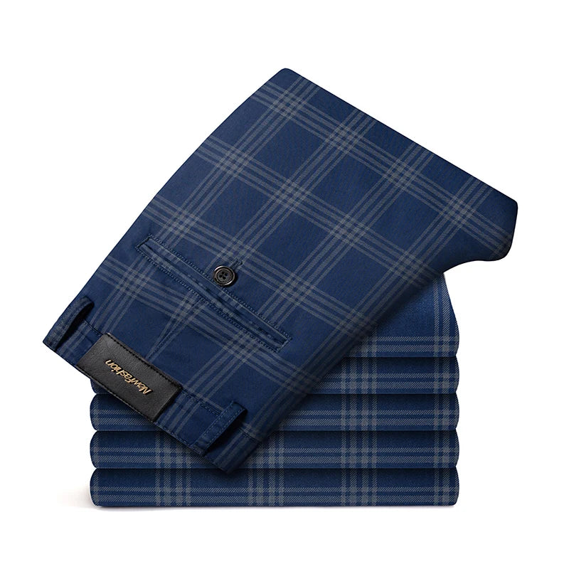 7 Models Spring New Men's Plaid Casual Pants Business Fashion Slim Stretch Male Skinny Trousers Brand Clothes 7 Color