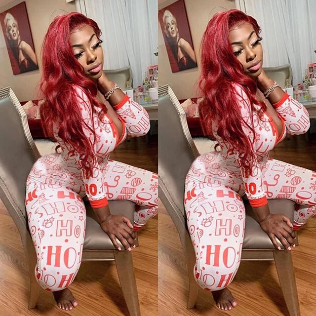 Christmas Women Household Pajama Sets Romper Sleeping Jumpsuit Long Sleeve Cotton Xmas Sleep Wear Home Wear