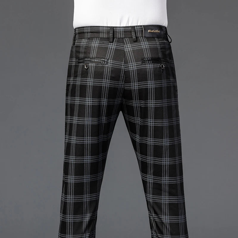 7 Models Spring New Men's Plaid Casual Pants Business Fashion Slim Stretch Male Skinny Trousers Brand Clothes 7 Color