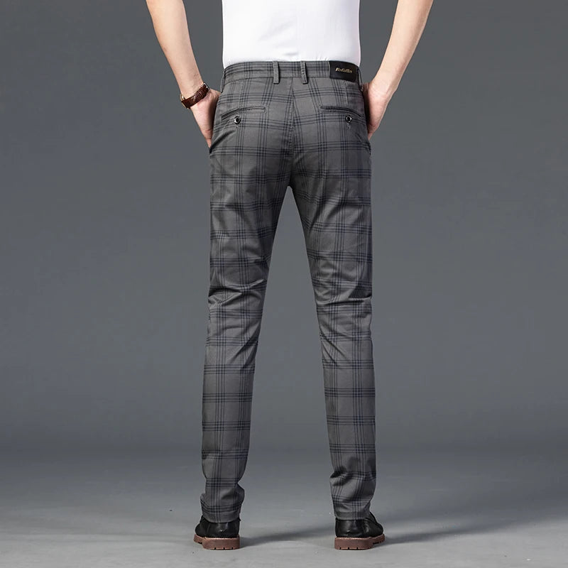 7 Models Spring New Men's Plaid Casual Pants Business Fashion Slim Stretch Male Skinny Trousers Brand Clothes 7 Color