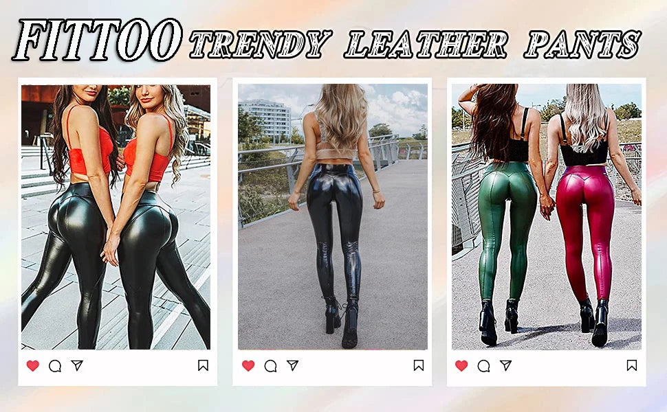High Waist Zipper Pu Leggings For Women Black Push Up Leggins Lady Sexy Booty Stretch Slim Sport Pants Pu Leather Legging Female