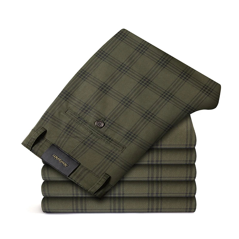 7 Models Spring New Men's Plaid Casual Pants Business Fashion Slim Stretch Male Skinny Trousers Brand Clothes 7 Color