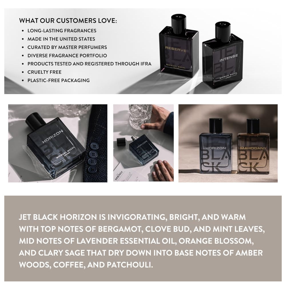 Michael Malul Jet Black Horizon Eau de Parfum for Men - 100ml | 3.4oz
