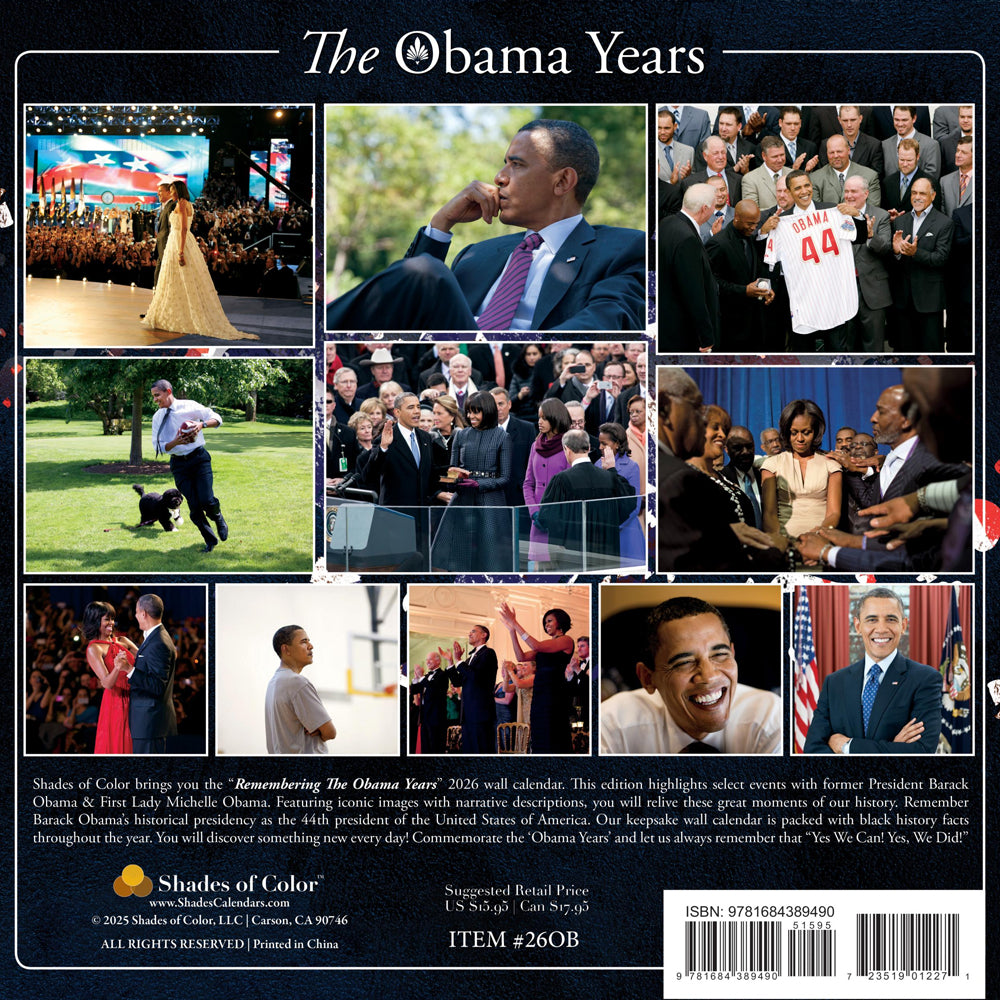 Remembering The Obama Years 2026 African American Wall Calendar