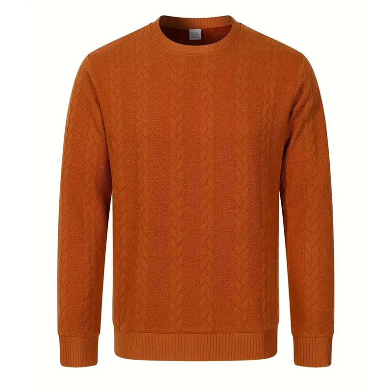 New Men's Long Sleeve pullover Fashion Knitted Jacquard Round Neck Autumn and Winter European and American Leisure Sports Shirt