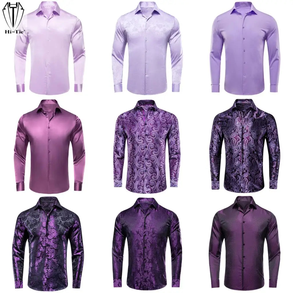 Hi-Tie Lilac Mauve Lavender Purple Silk Mens Shirts