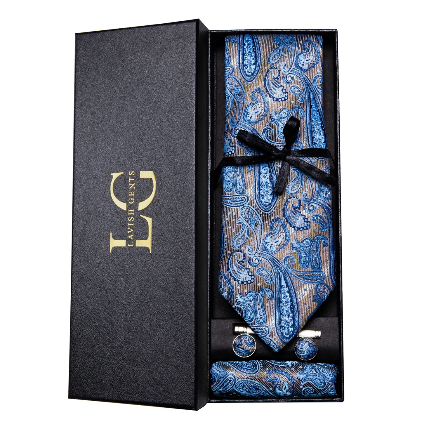 Hi-Tie Luxury Gift Box Classic Paisley Teal Green NeckTie