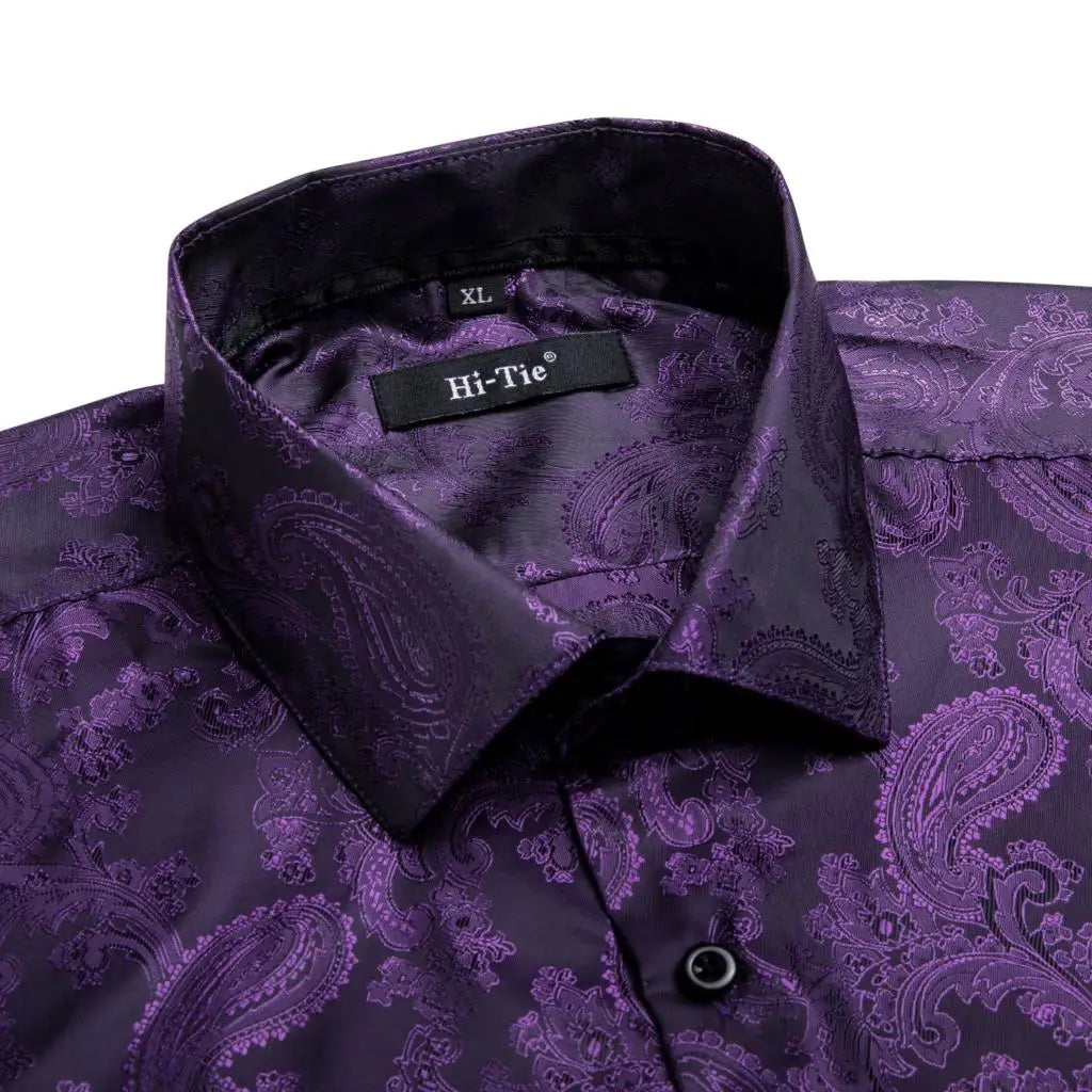 Hi-Tie Lilac Mauve Lavender Purple Silk Mens Shirts