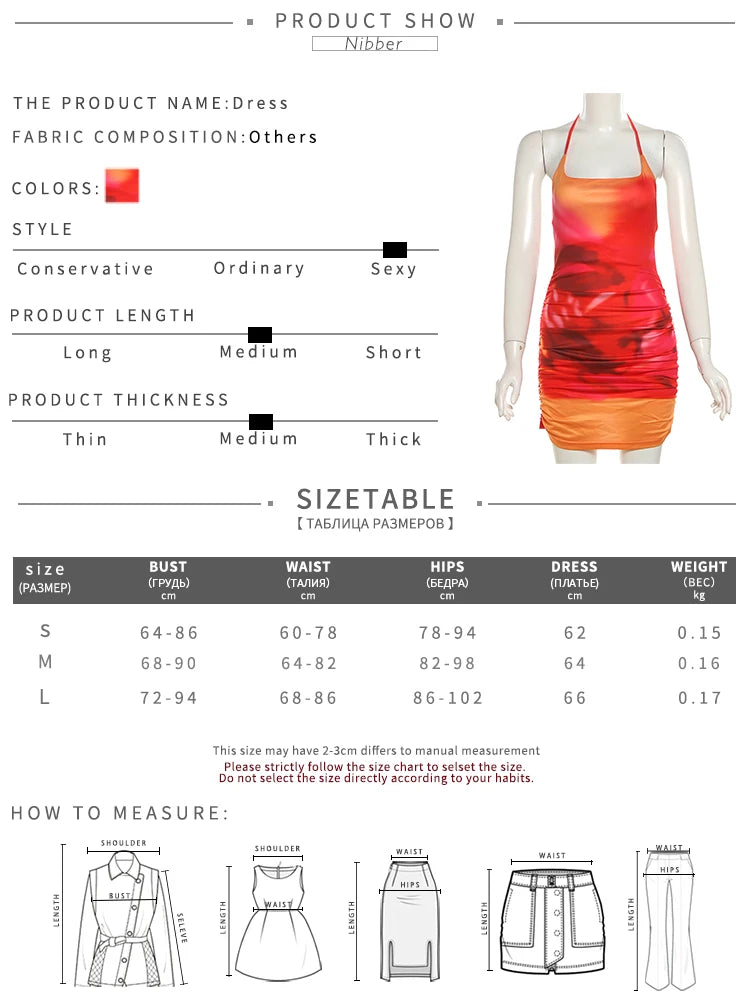 Nibber Spaghetti Strap Sexy Dress Women Y2K Backless Peach Hip Lace Up Bodycon Gradient Print Summer Beach Vacation Clubwear