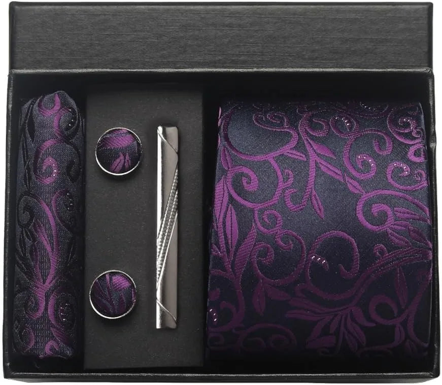 100% Silk Necktie Paisley Floral Mens Tie