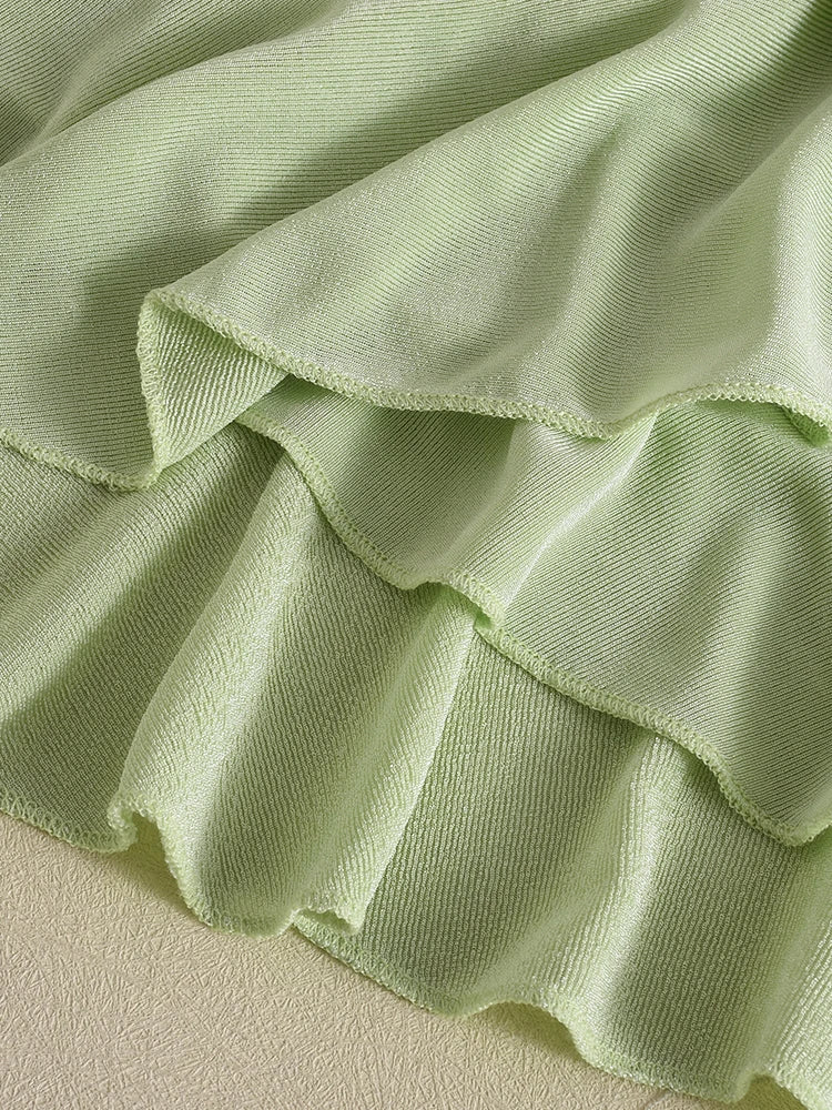 kliou Halter Bandage Women Mini Dress Concise Solid Sexy Deep V- Neck Backless Ruched Ruffle Robe Mujer Birthday Party Vestidos