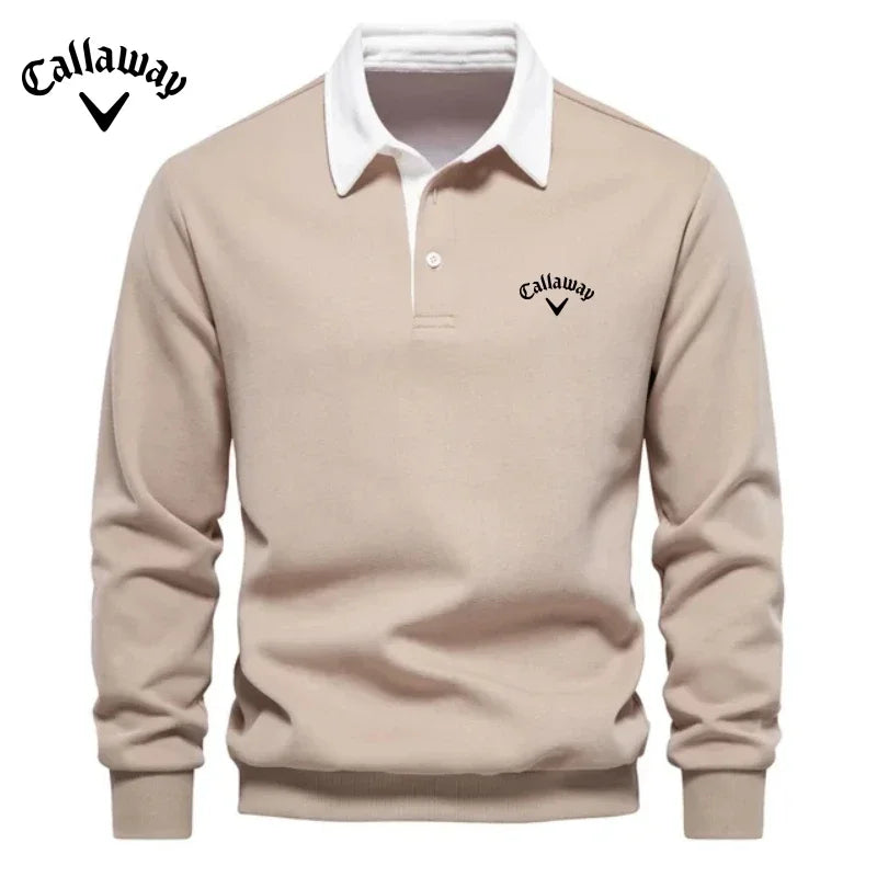Callaway Men's Embroidered Pure Cotton Long Sleeved Polo