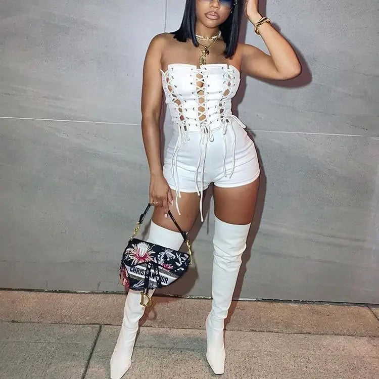 BWQ Sexy Mesh Short Jumpsuits for Women